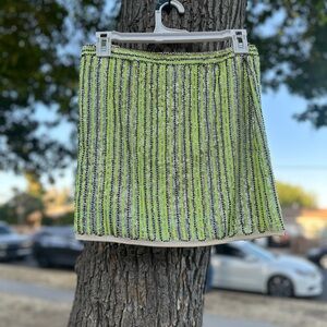 Forever 21 Lime and Black Sequins Striped Mini Skirt